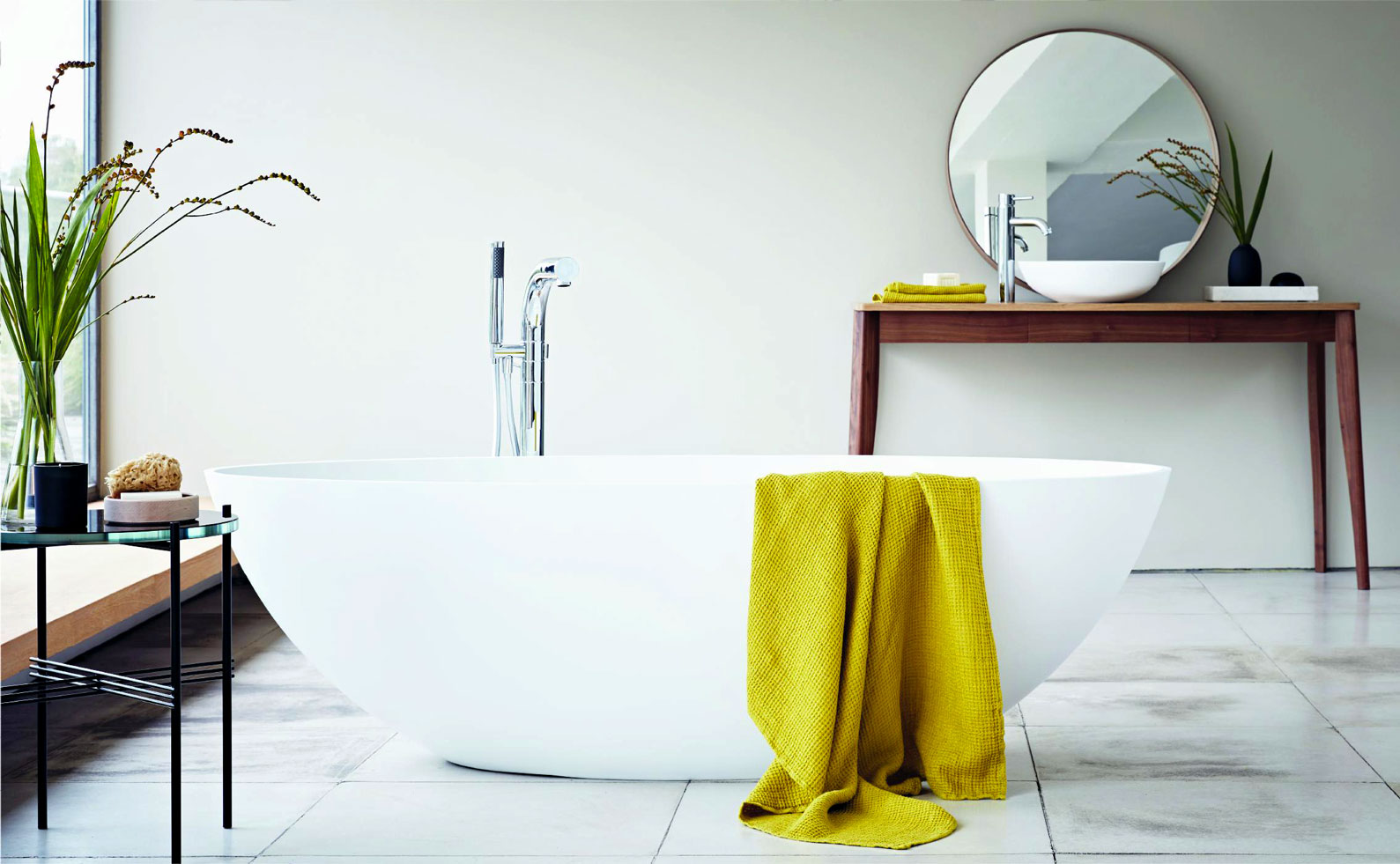 Ribble Valley Bathrooms yellow towel waters bath image