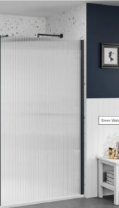 Merlyn Wetroom Panel Fluted Glass 1200mm - Matt Black